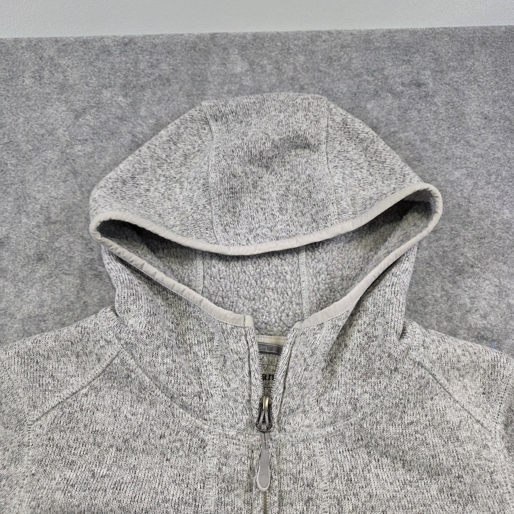LL Bean Sweater Fleece Coat Womens Small Petite Gray Hooded Full Zip Jacket - Picture 5 of 15